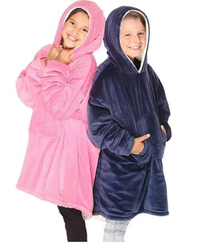 Дитячий плед-толстовка з капюшоном і рукавами Huggle Hoodie рожевий, синій, блакитний, сірий