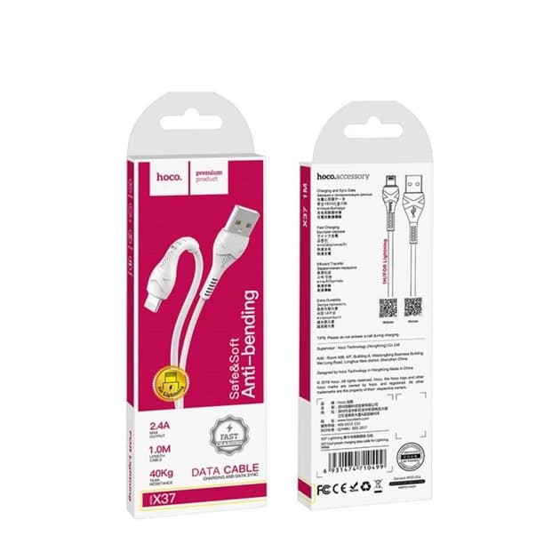 Кабель 2.4A micro USB - Lightning iphone hoco 1m X37  1
