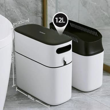 Смітник у ванну Ecoco вузький 12 л з кришкою, Чорний