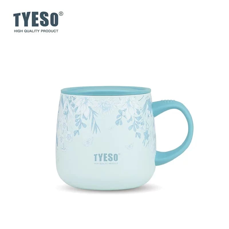Кружка термос TYESO Palette 355 мл з ручкою та квітковим принтом 3