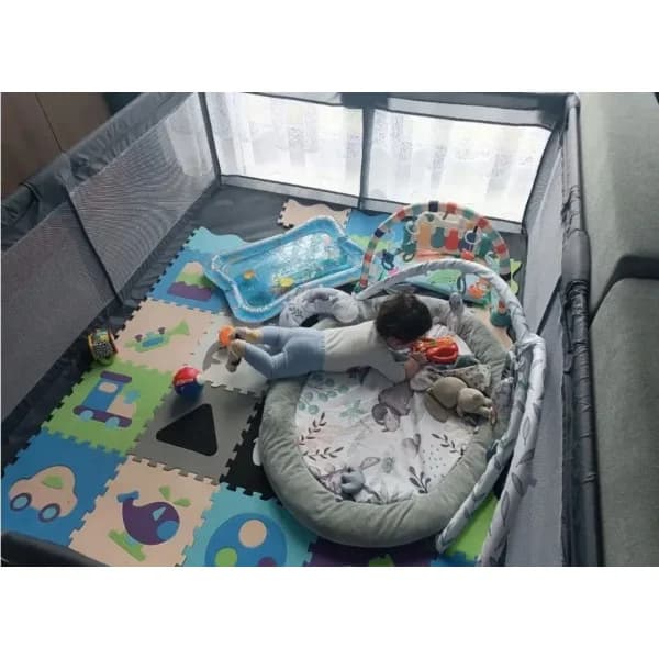 Манеж ігровий дитячий 120х180 з кульками сірий, зелений  8