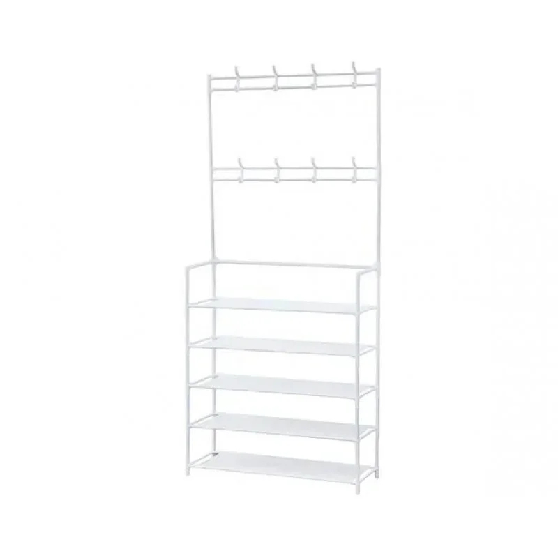 Вешалка для одежды с полками для обуви NEW simple floor clothes rack  БЕЛАЯ (20) 2