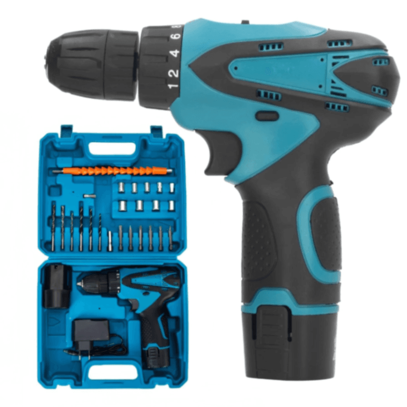 Акумуляторний шуруповерт з 2 акумуляторами 12V, W12 + набір біт / Шуруповерт-дриль з насадками в кейсі