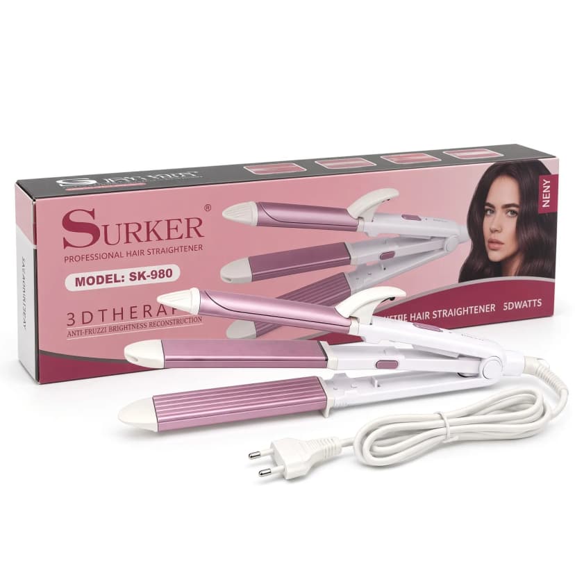 Плойка-щипці для завивки, гофре 3в1, праска для волосся SURKER 980  2