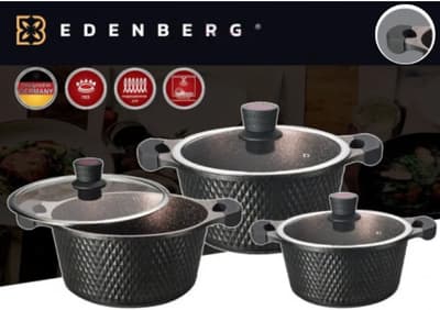 Набір з 3 Казанів Edenberg EB-16001 алюміній с кришками 2