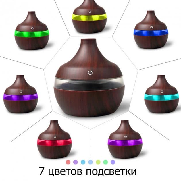 Зволожувач повітря 300 Мл "темний дуб" з підсвідкою 7 LED 300 Мл 3