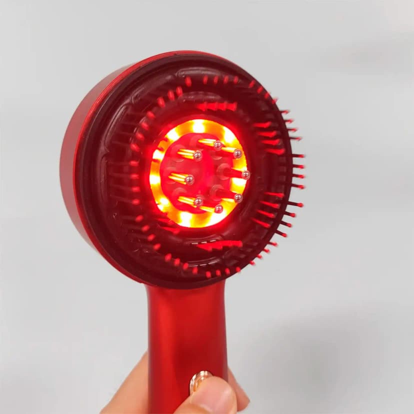 Масажний гребінець для голови з LED терапією з відсіком для ефірних олій USB / Масажна щітка для волосся Червоний / Білий 3
