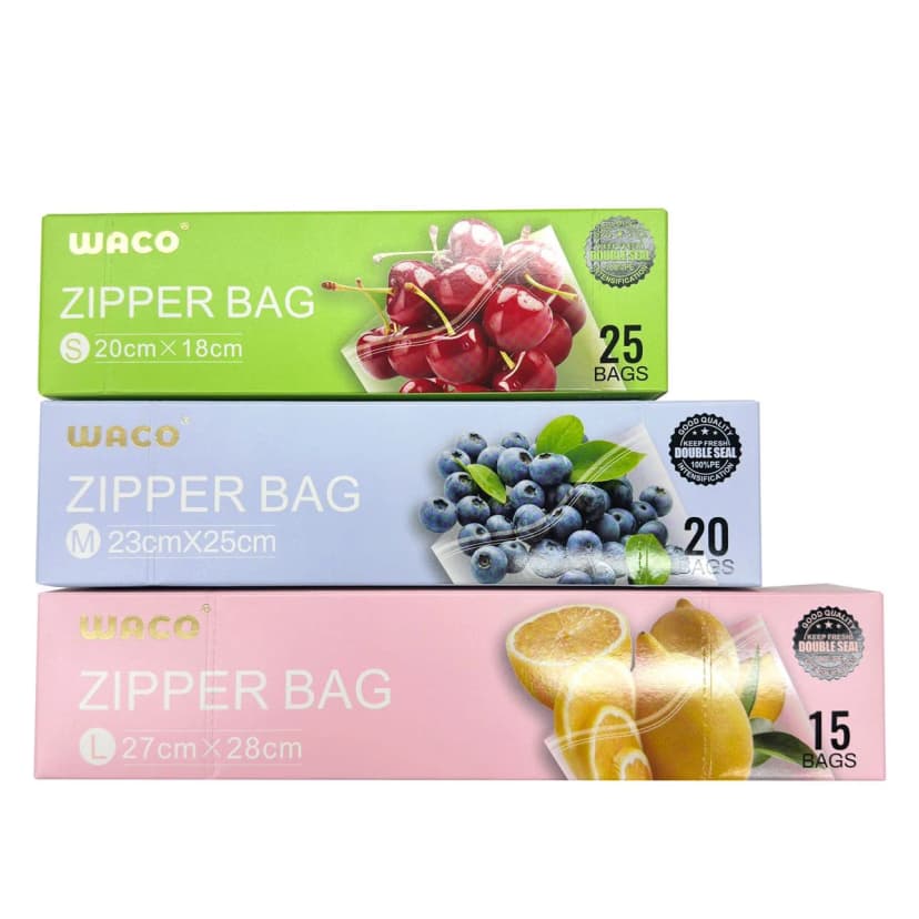 Пакети з застібкою WACO Zip-lock харчові, L - 27x28 см 2