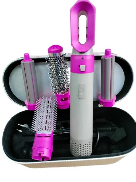 Фен-стайлер для волосся HAIR BRUSH 1000W 5в1 сріблястий кейс 4