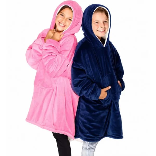 Дитячий плед-толстовка з капюшоном і рукавами Huggle Hoodie рожевий, синій, блакитний, сірий (50 в ящ) 1