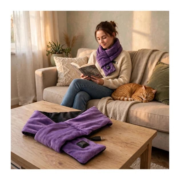 Шарф intelligent heating scarf з підігрівом фіолетовий, чорний 3