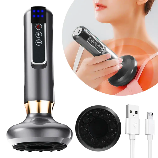 Антицелюлітний вакуумний масажер 2 олії в комплекті, 12 режимів, (Сірий) 2