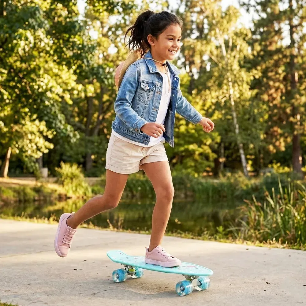 Пенніборд "Фламінго"Скейт з колесами, що світяться, і ручкою 60х16см 7
