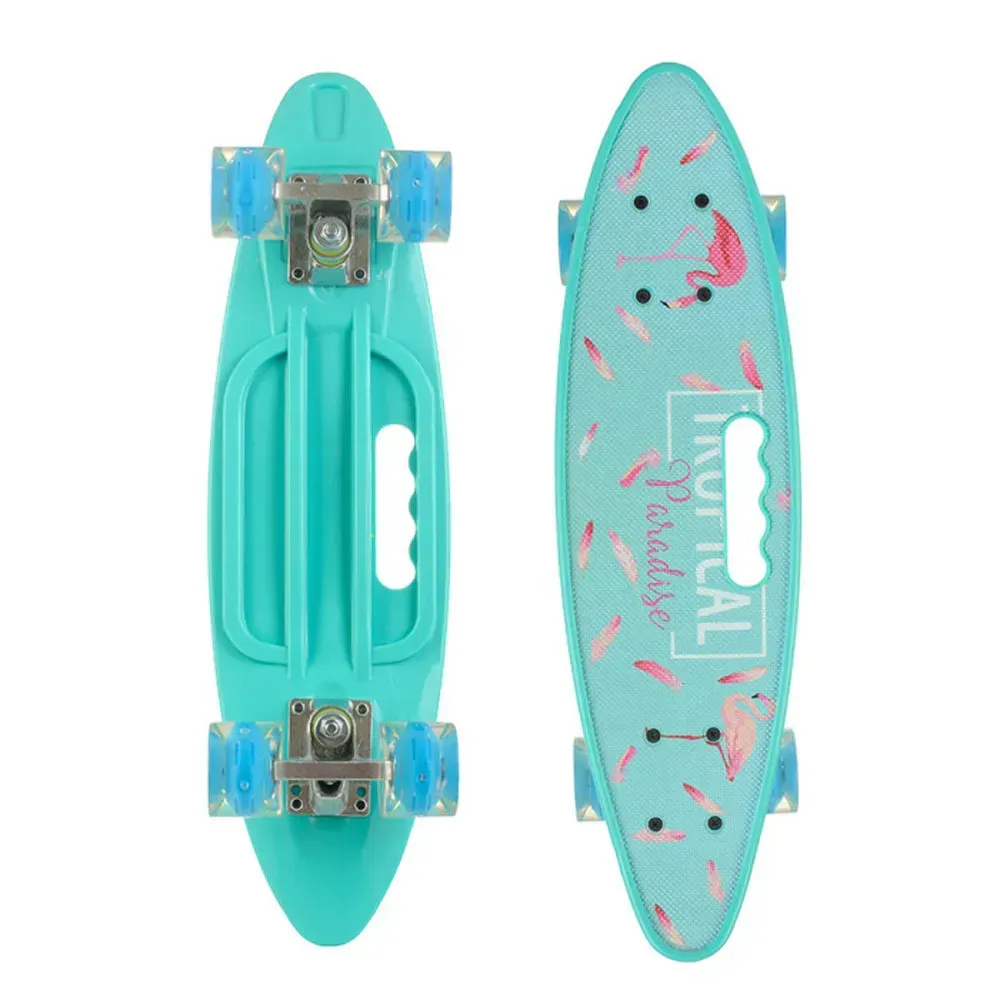 Пенніборд "Фламінго"Скейт з колесами, що світяться, і ручкою 60х16см 4