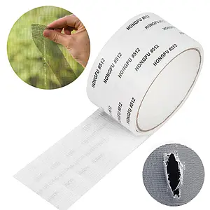 Стрічка для ремонту москітної сітки, Клейка москітна сітка для ремонту біла 5 см х 2 м 1