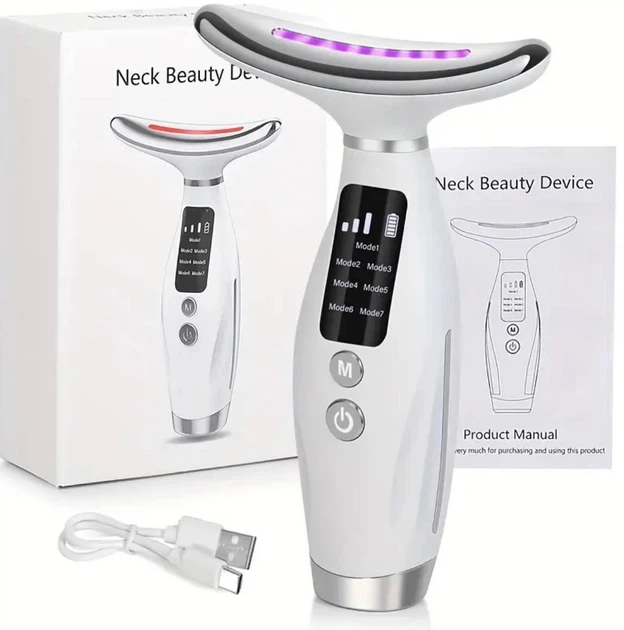 Мікрострумовий ліфтинг масажер для обличчя та шиї Neck Beauty Device Білий (120 в ящ) 1