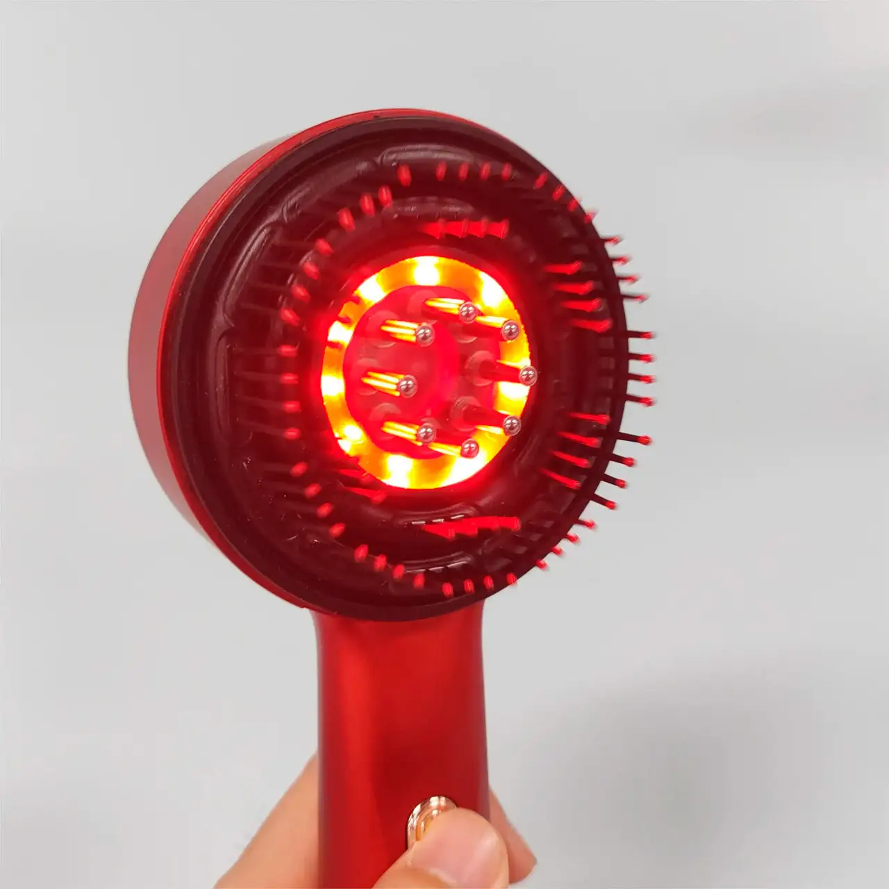 Масажний гребінець для голови з LED терапією з відсіком для ефірних олій USB / Масажна щітка для волосся Червоний / Білий 3