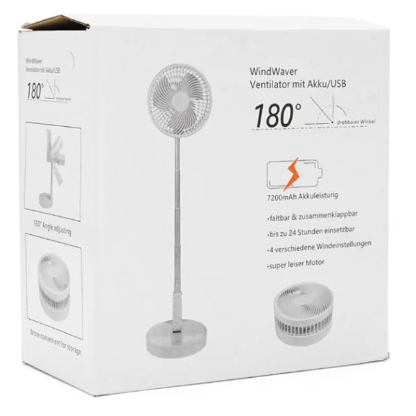 Вентилятор телескопічний USB 4000mAh діаметр 20 см (20 у ящ) 4