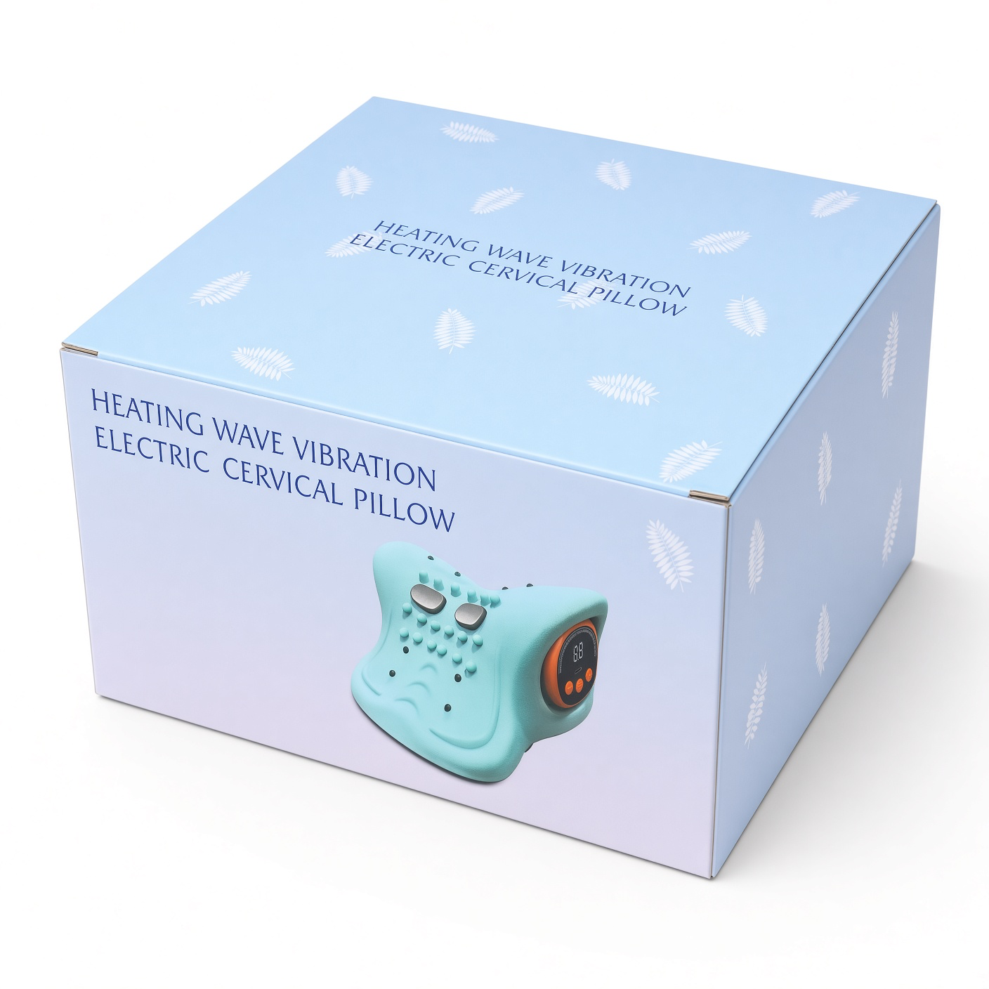 Подушка-Масажер для шиї Heating Wave Vibration Electric Cervical Pillow плечей з нагріванням, бездротовий, з пультом блакитний 6