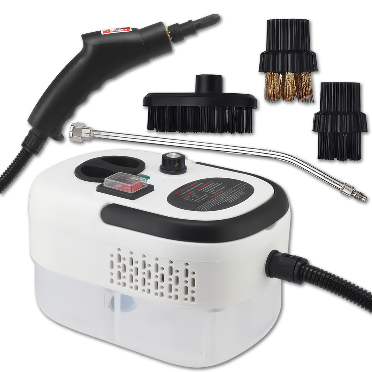Портативний електричний пароочисник з високим тиском Steam Cleaner 2500W Білий З насадками 3