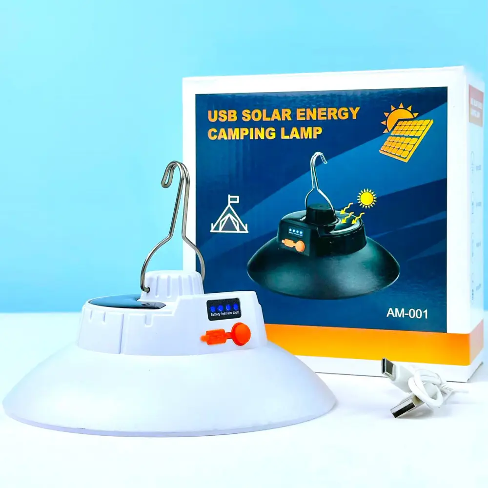 Кемпінгова LED лампа AM-001 на сонячній батареї USB Solar energy camping lamp 3
