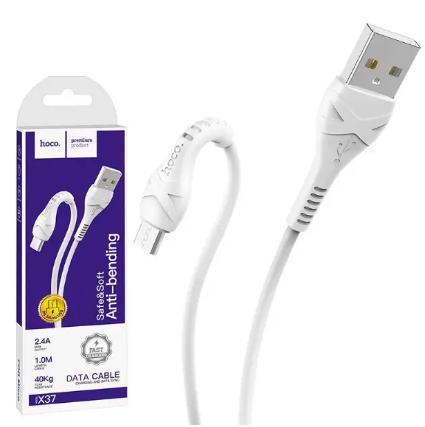 Кабель 2.4A micro USB - USB hoco 1m X37 4