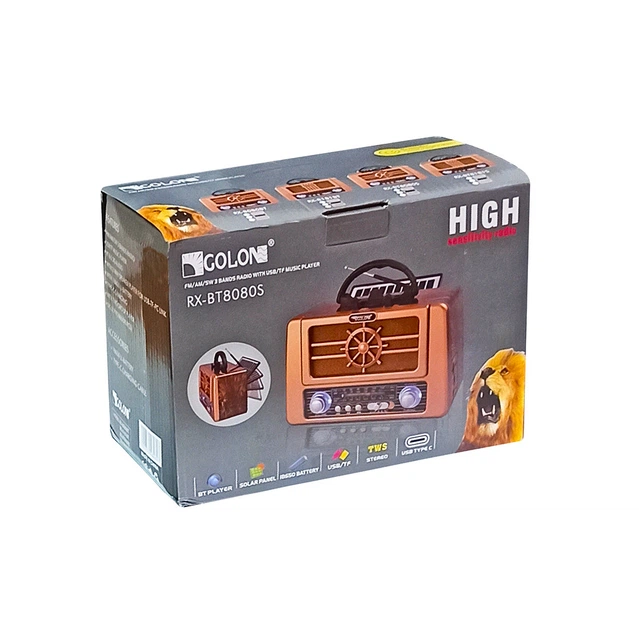 Радіоприймач сонячна батарея Golon RX-BT8080S у ретро стилі 4