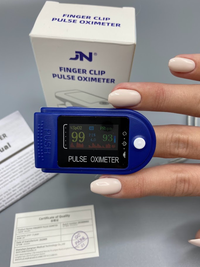Пульсоксиметр на палець (пульсометр оксиметр) JN P01 TFT Blue 4