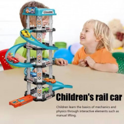 Детский гоночный вагон, игрушечный трек парковка Childrens Rail Car MH2003, 62pcs