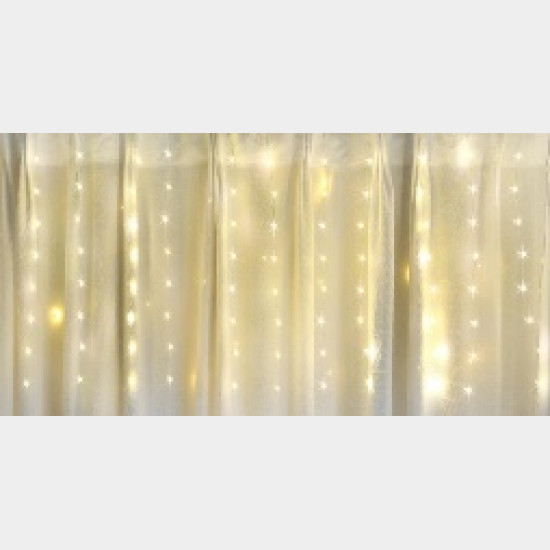Гирлянда штора 150LED (RD-9002) 3mх1m, 15LEDX10 сосулек (контрол.220V) с хвост. заглуш. Цвет ламп-Бе