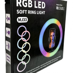 Кольцевая LED лампа MJ33 RGB с держателем для телефона 33см с питанием от USB (20шт)