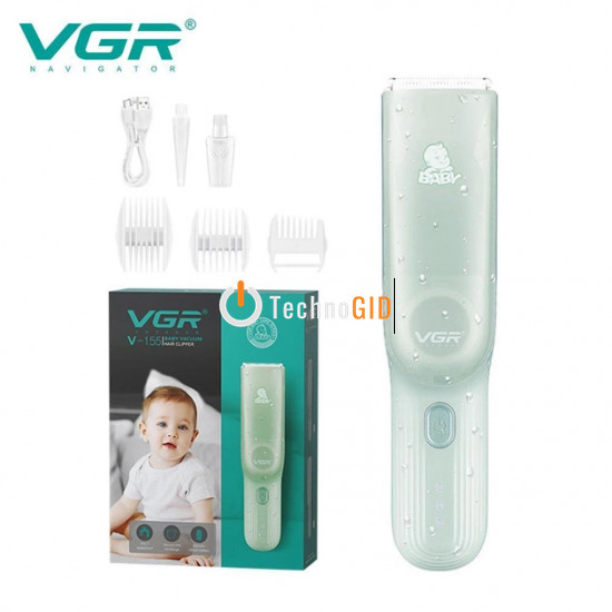 Дитяча вакуумна машинка для стрижки Baby Hair Trimmer VGR V155 (Зелений / блакитний ) 