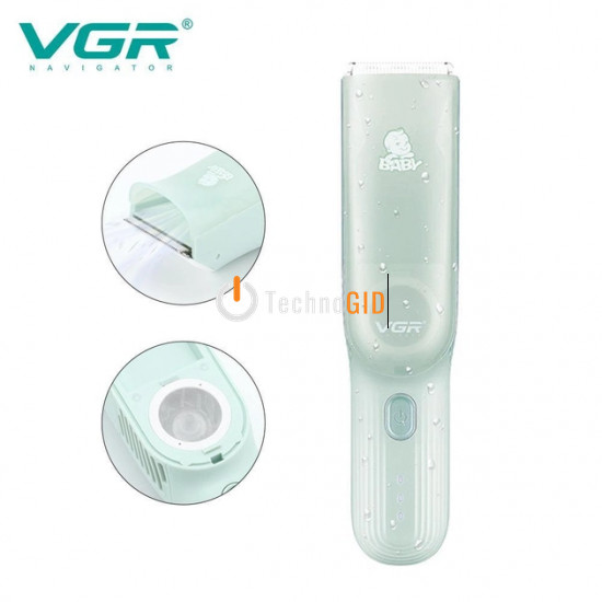 Дитяча вакуумна машинка для стрижки Baby Hair Trimmer VGR V155 (Зелений / блакитний ) 