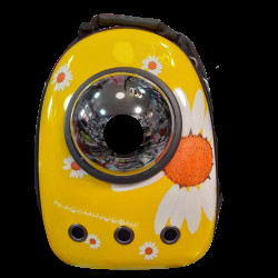 Космический рюкзак для переноски животных CosmoPet с иллюминатором. Желтая ромашка