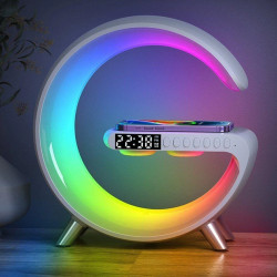 Настольная лампа, ночник G11 RGB 4-in-1 Rainbow с беспроводной зарядкой, bluetooth колонкой и часами