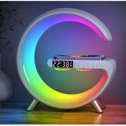 Настільна лампа, нічник G11 RGB 4-in-1 Rainbow з бездротовою зарядкою, bluetooth колонкою та годинником