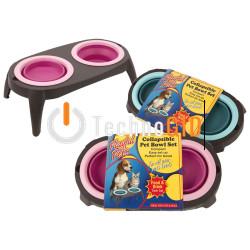 Миска подвійна на складній підставці для собак та кішок Pet Bowl Set