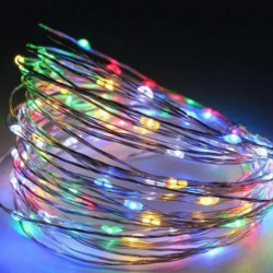 Гирлянда медная проволока 100LED (RD-7106) 10м (контрол.220V) Провод-Серебро, Цвет ламп-Микс (100)