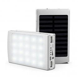 Power Bank 50000 mAh с солнечной батареей и Led панелью silver (50)