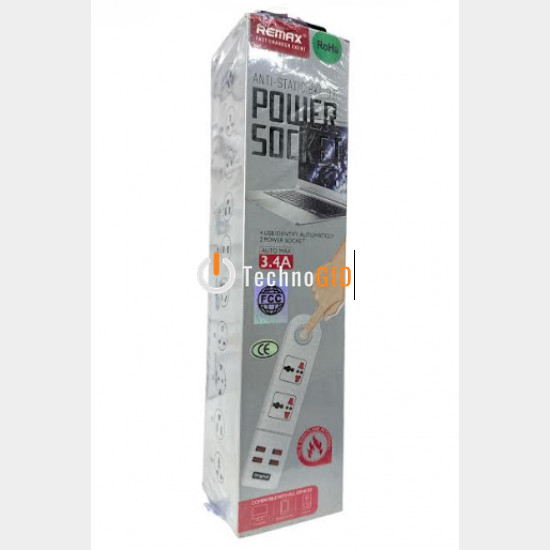 Мережевий подовжувач Anti-Static BKL-02 Power Socket (2-роз'єми / 4-USB / 3.4A)