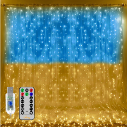Гирлянда Штора (SFK-10) флаг Украины с пультом USB 3*3