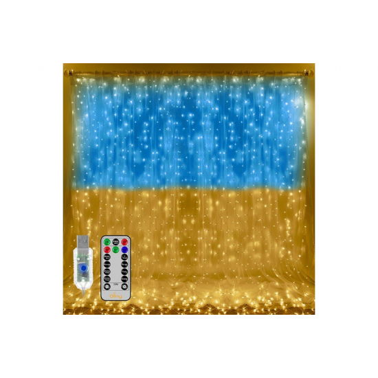 Гирлянда Штора (SFK-10) флаг Украины с пультом USB 3*3 
