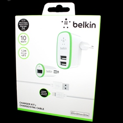 Зарядка Belkin 220v 2 USB + 12v 1 USB + шнур Iph [10] (200)