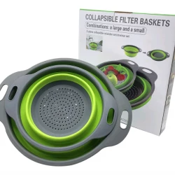 Складаний силіконовий друшлаг Basket Green (29.5*24*3.2 / 24.5*20*2.8 см) / ART-0278 