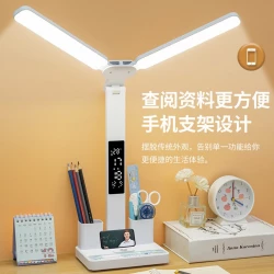 Лампа настольная LED (877) (с часами) (аккум.)